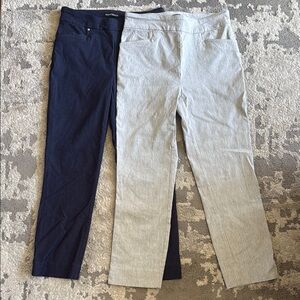 Hilary Radley Blue and Gray Pantsuits with Straight-Leg Design